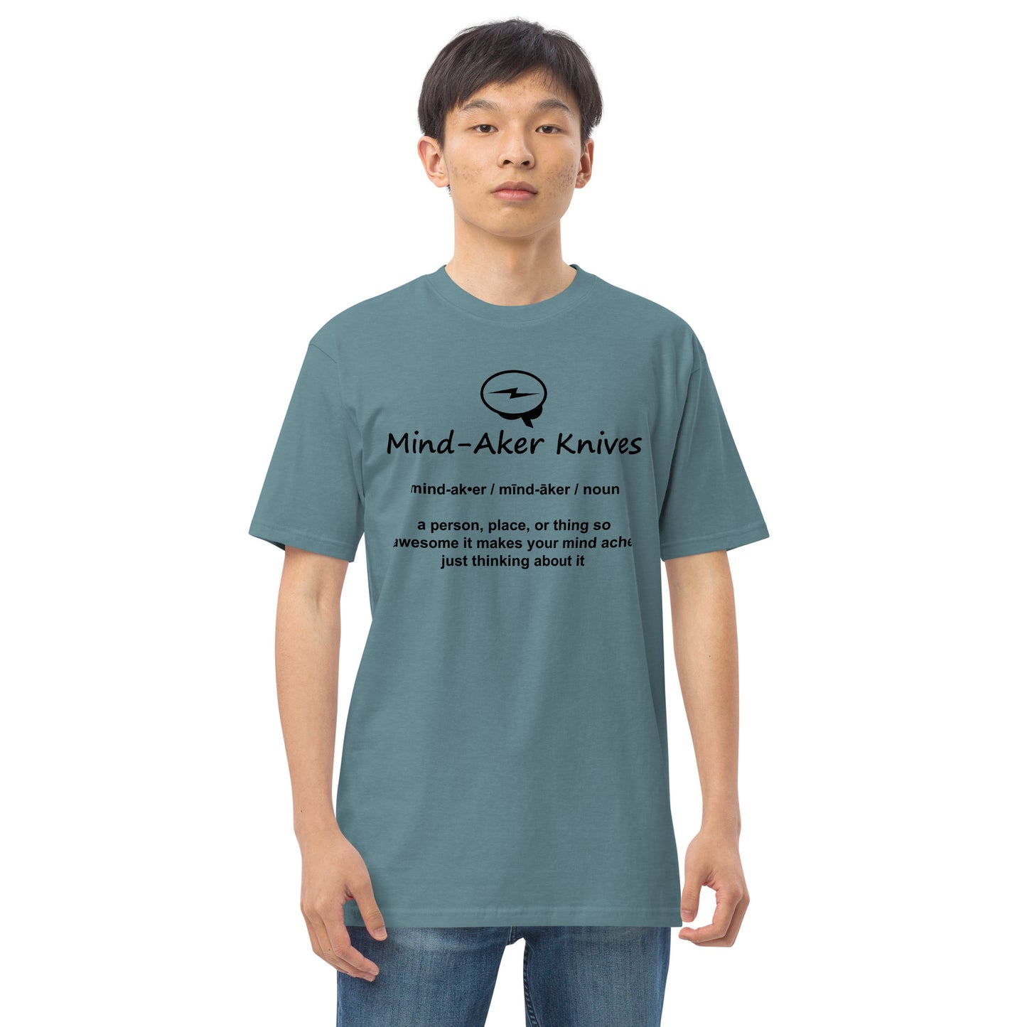 Men’s premium heavyweight tee "Logo and Definition" black lettering