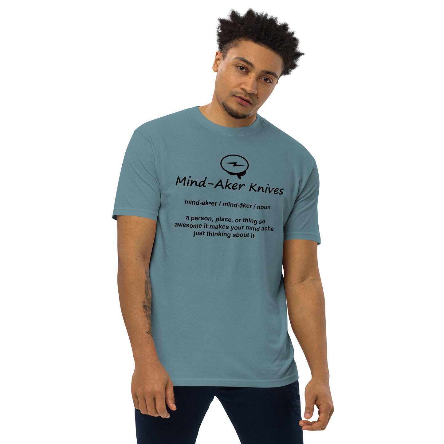 Men’s premium heavyweight tee "Logo and Definition" black lettering
