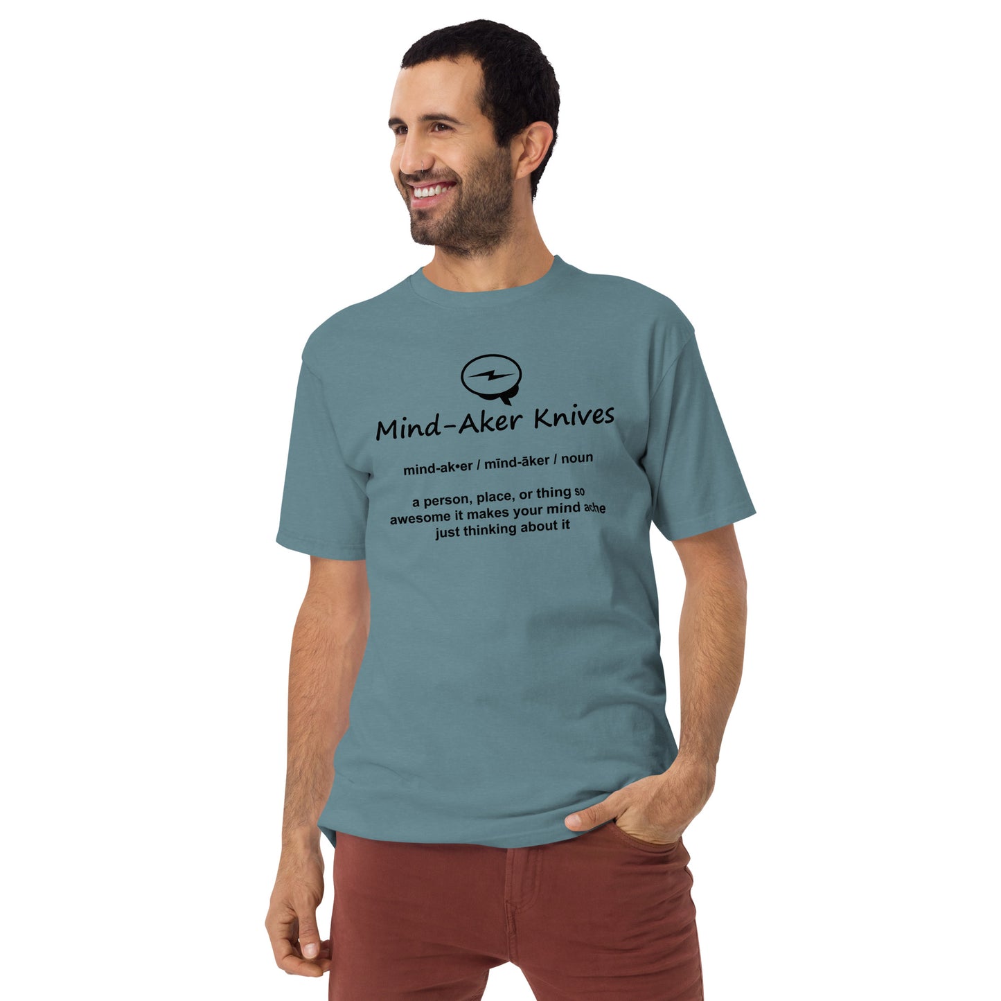 Men’s premium heavyweight tee "Logo and Definition" black lettering