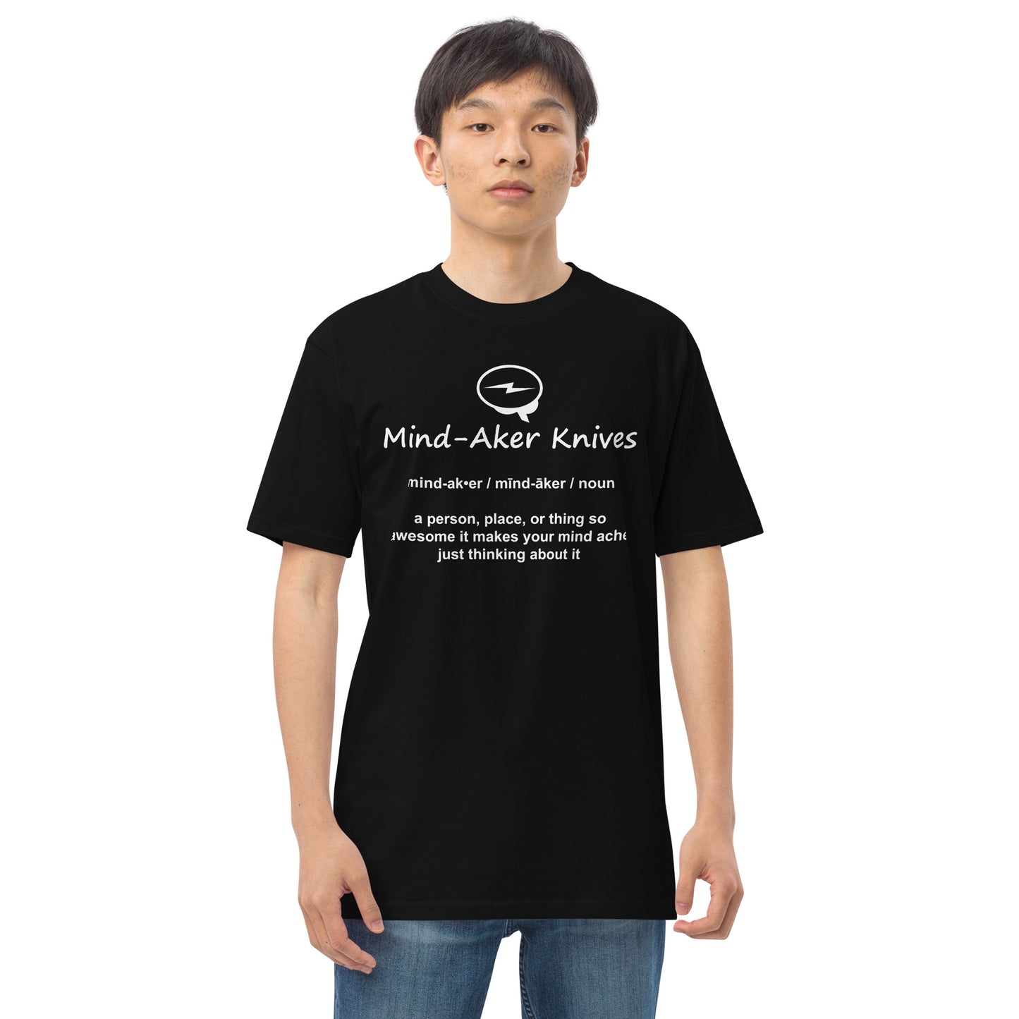 Men’s premium heavyweight tee "Logo and Definition" white lettering