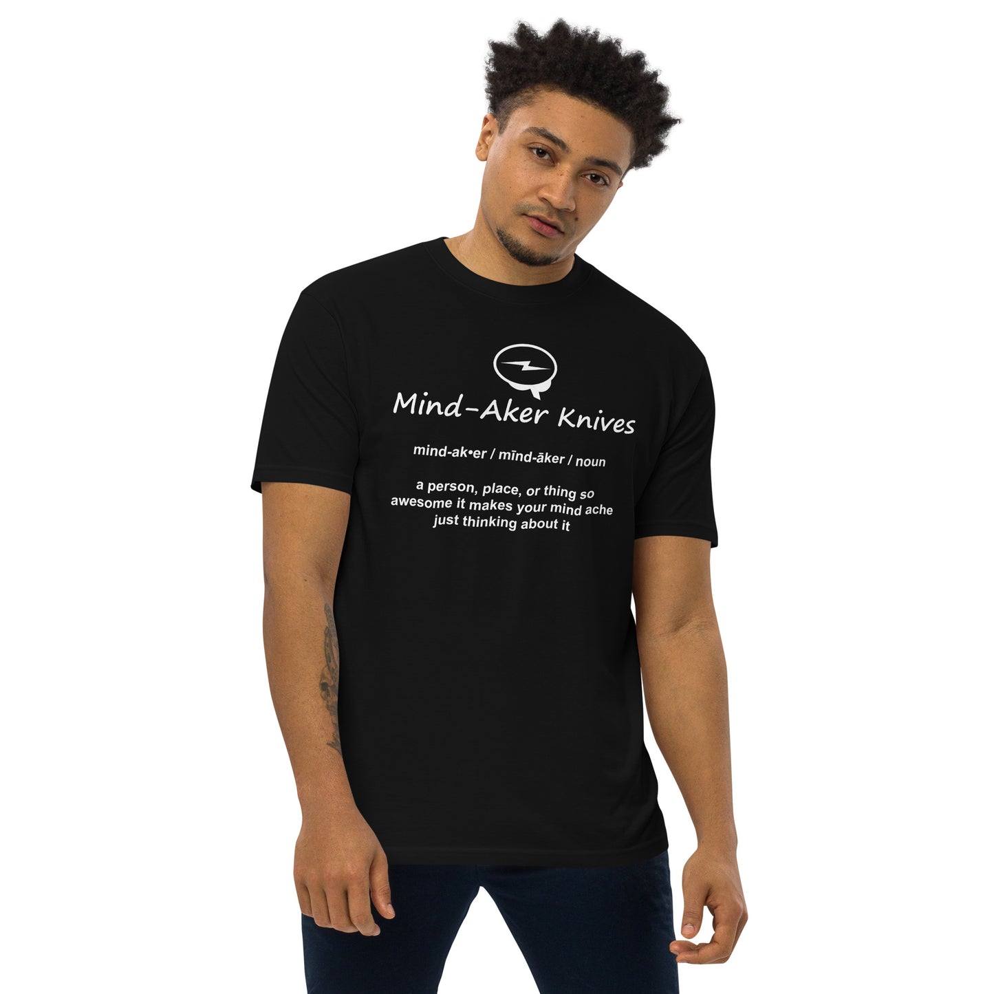 Men’s premium heavyweight tee "Logo and Definition" white lettering