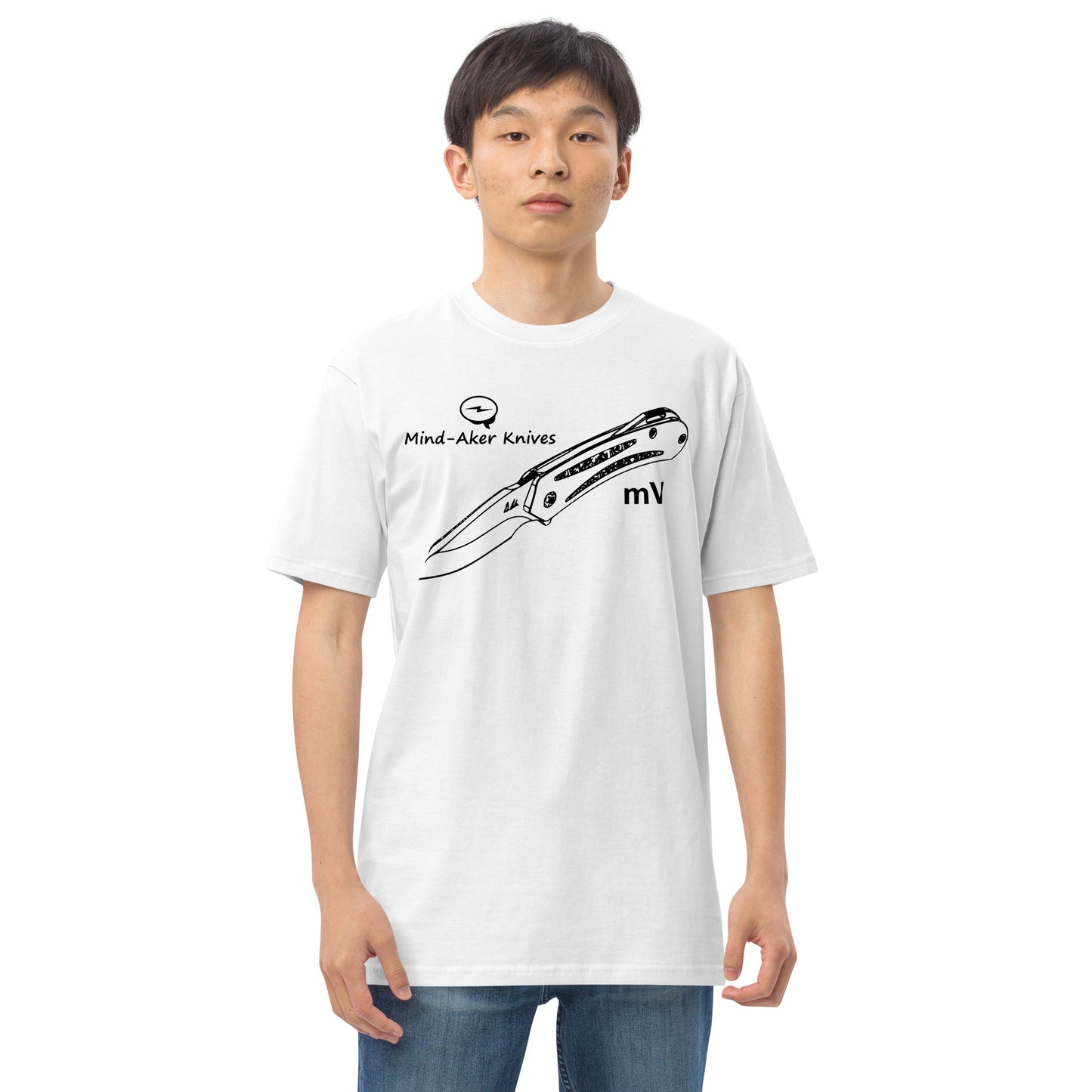 Men’s premium heavyweight tee "Logo-mV" black lettering
