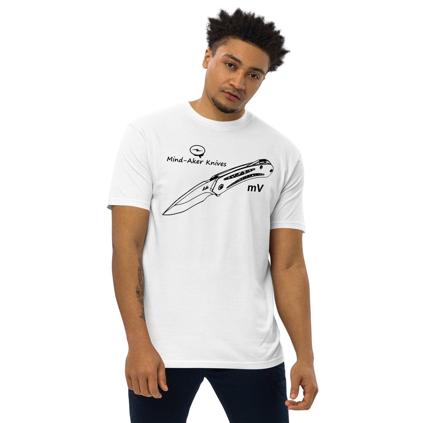 Men’s premium heavyweight tee "Logo-mV" black lettering